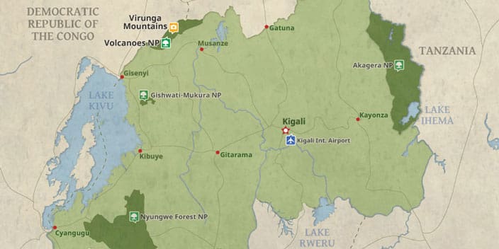 Map showing Rwanda’s National Parks